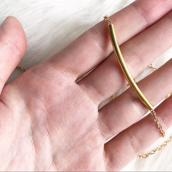 NEW Three later gold evil eye necklace curved bar - Picture 6 of 6